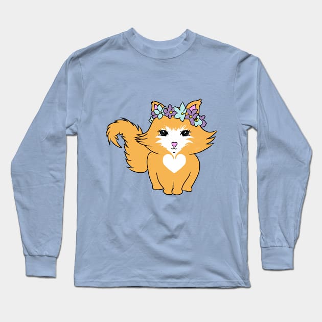 flower cat Long Sleeve T-Shirt by Lola Novato